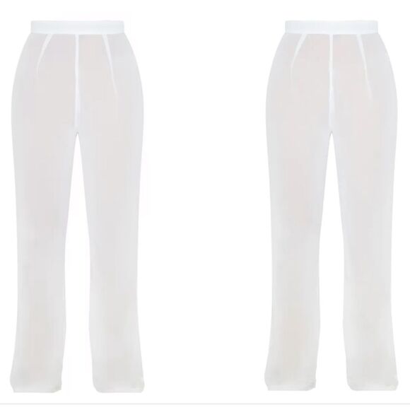 Prettylittlethings White Recycled Mesh Wide Leg Beach Sz 6 NWT IN PACKAGING - Picture 2 of 5